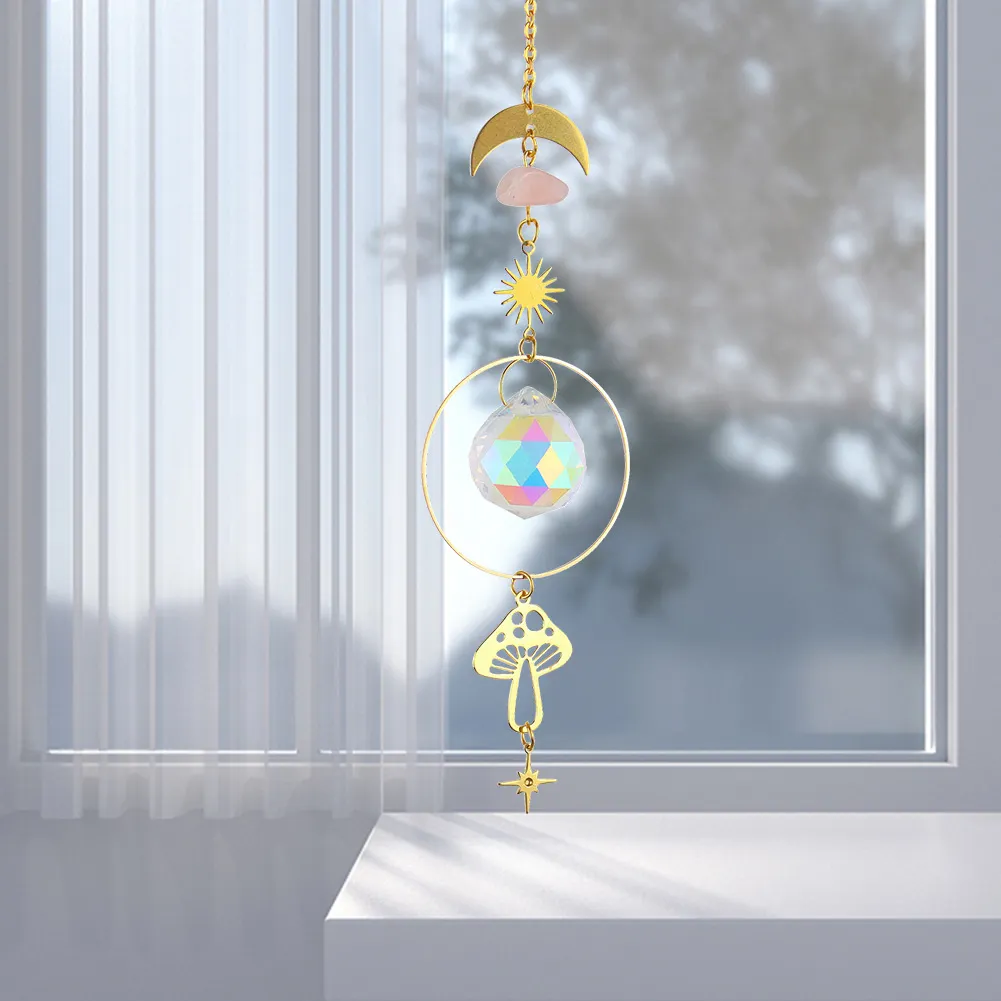 Crystal Wind Chime Prism Catchers Ornament Home Garden Decor (Mushroom)
