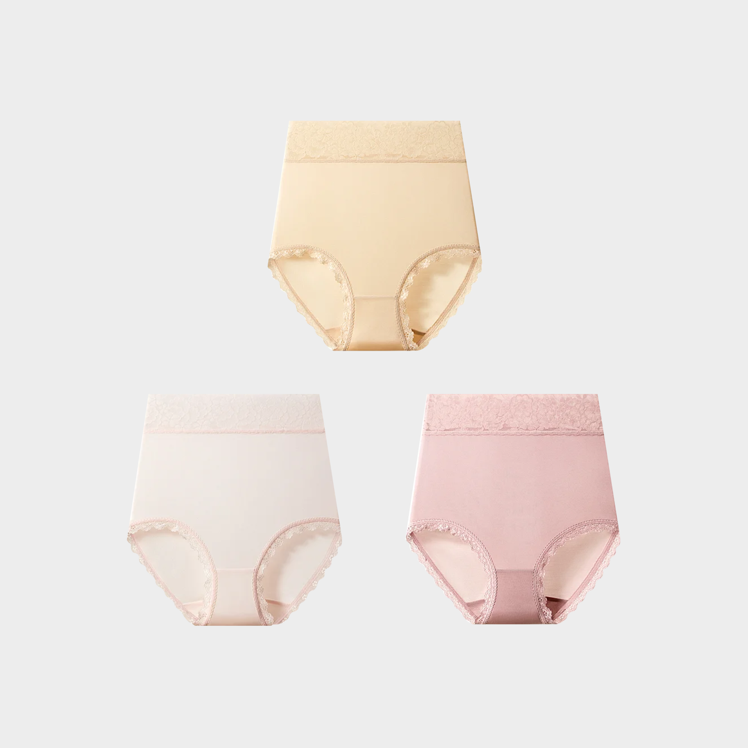 100 Mulberry Silk Lace Briefs  High Waisted 3-Pack REAL SILK LIFE