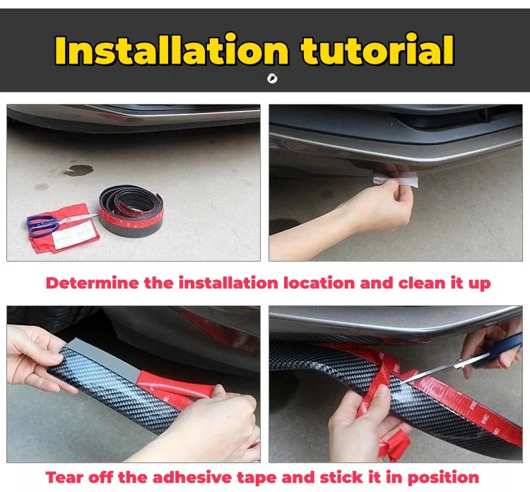 Car front lip anti-collision carbon fiber rubber strip