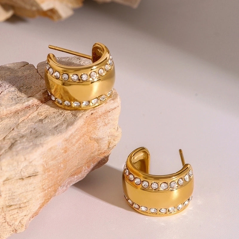 1 Pair Casual Minimalist Classic Style C Shape 304 Stainless Steel Earrings