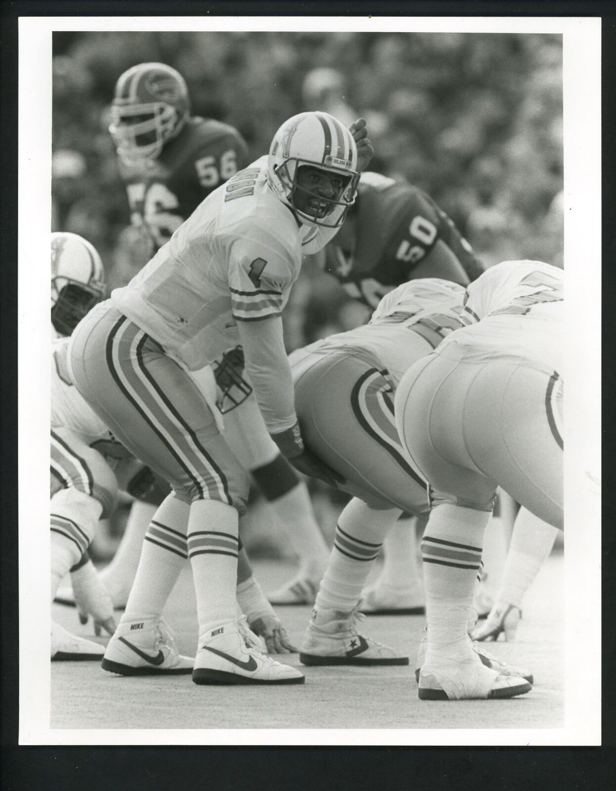 Warren Moon 1988 Press Original Photo Poster painting Houston Oilers vs. Buffalo Bills