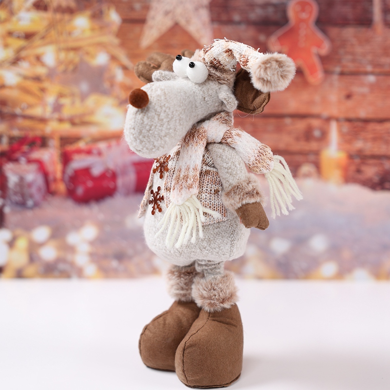 Tegooe Telescopic Plush Reindeer Christmas Decoration - Adjustable Height Holiday Doll