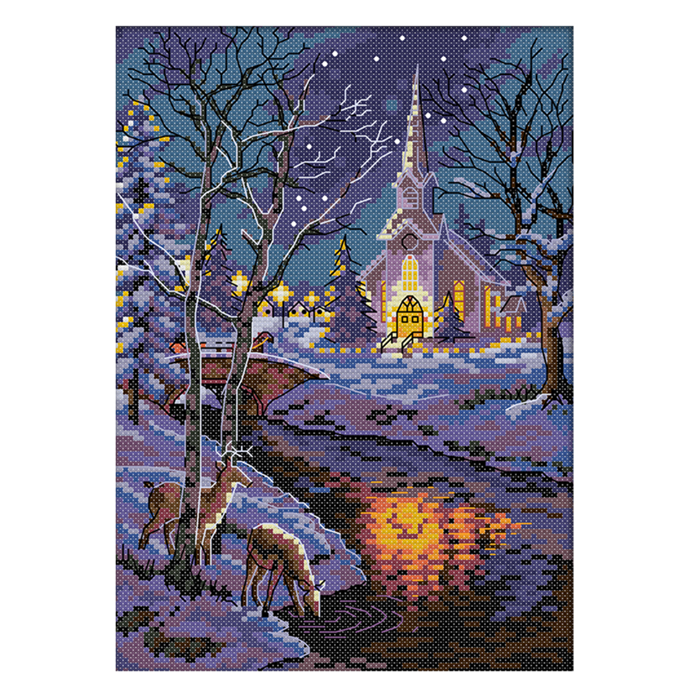 

Night - 14CT Stamped Cross Stitch - 30*21CM, 501 Original