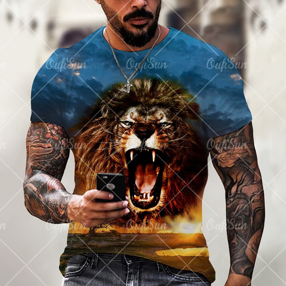

Lion Wolf - 3D Printed Men T Shirt, Xl, 501 Original