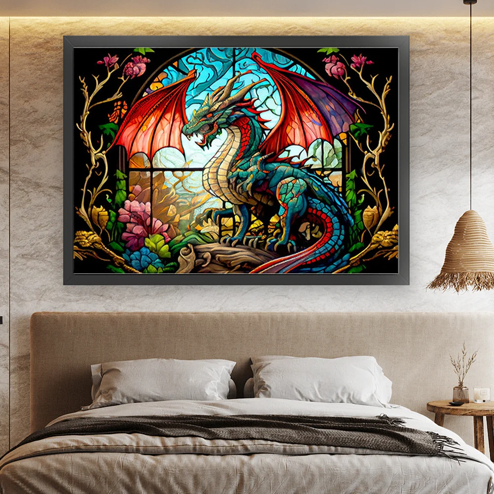 11CT Full Counted Cross Stitch - Stained Glass Pterodactyl(Canvas|65*45cm)