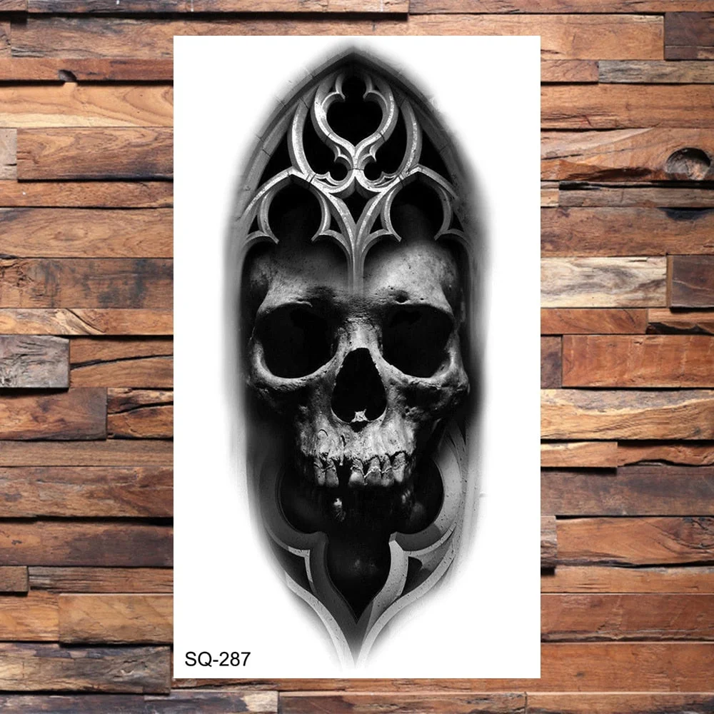 Skull Temporary Tattoos For Adults Men Realistic Tiger Lion Forest Praying Tatoos Vampire Snake Fake Tattoo Sticker Body Leg