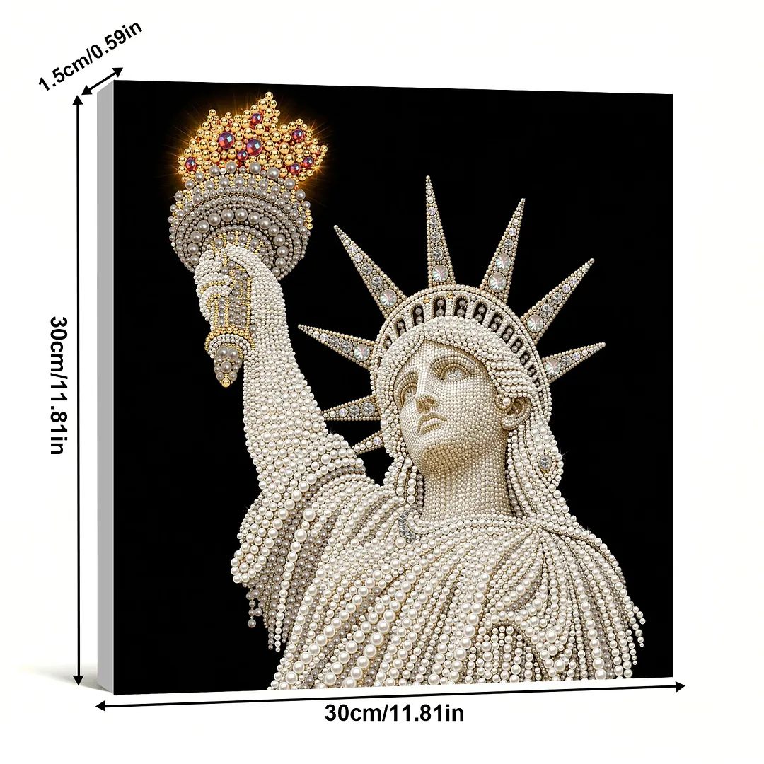 Statue of Liberty DIY Pearl Painting Art Kits with Frame 11.81x11.81In Pearl Gem Paintings Picture Arts Craft for Adults Beginners Home Wall Decor