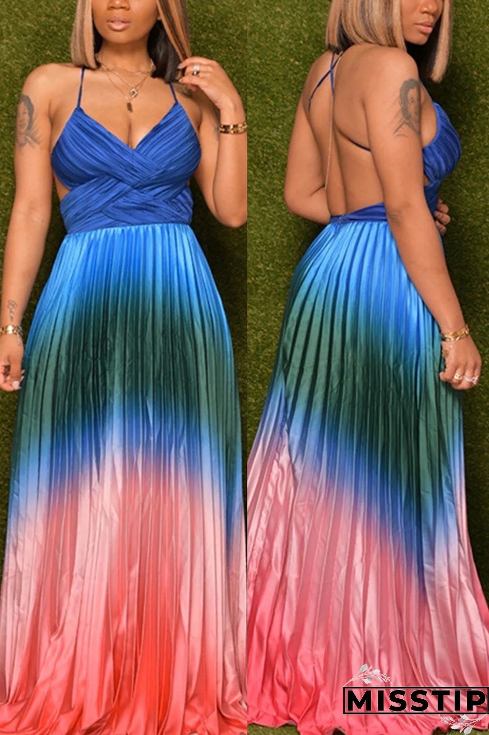 Multicolor Sexy Fashion Print Suspender Dress