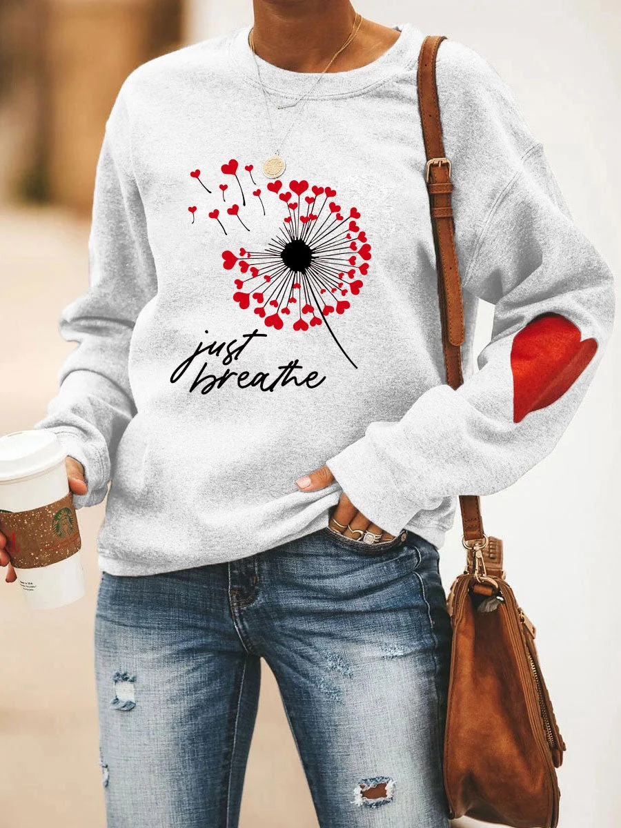 Just Breathe Heart Valentine's Day Heart Sweatshirt