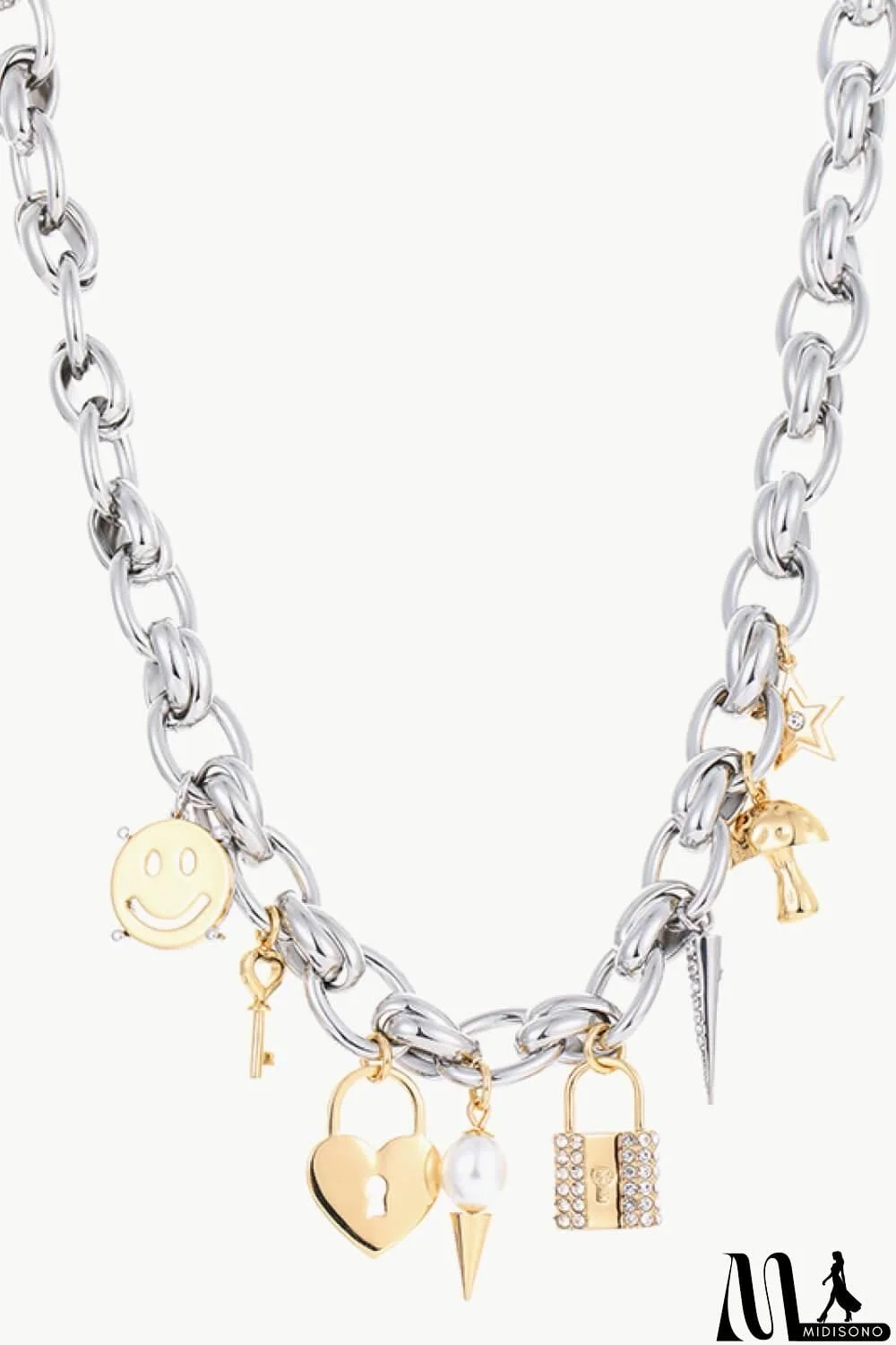 MidiSono - Lock Pendant Double-Layered Necklace