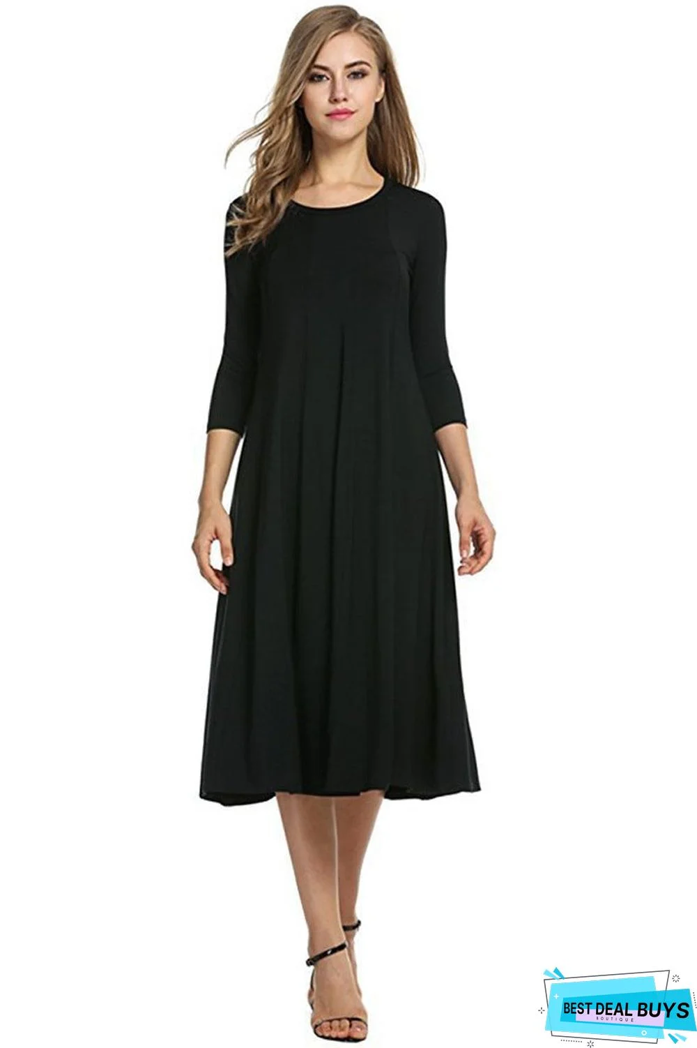 Casual Long Sleeve Pockets Casual Dress