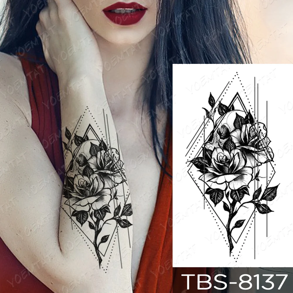 Sdrawing Temporary Tattoo Sticker Yin Yang Dragon Feather Wings Flash Tattoos Wolf Totem Body Art Arm Fake Tatoo Men