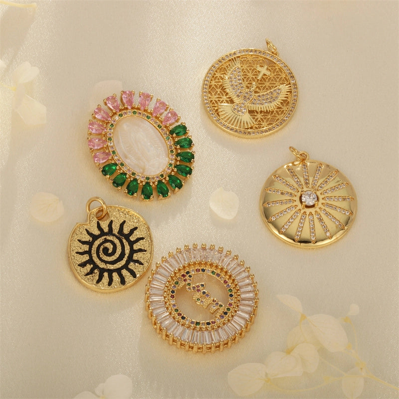 1 Piece 29*29mm Copper Zircon Sun Eagle Pendant Jewelry Accessories