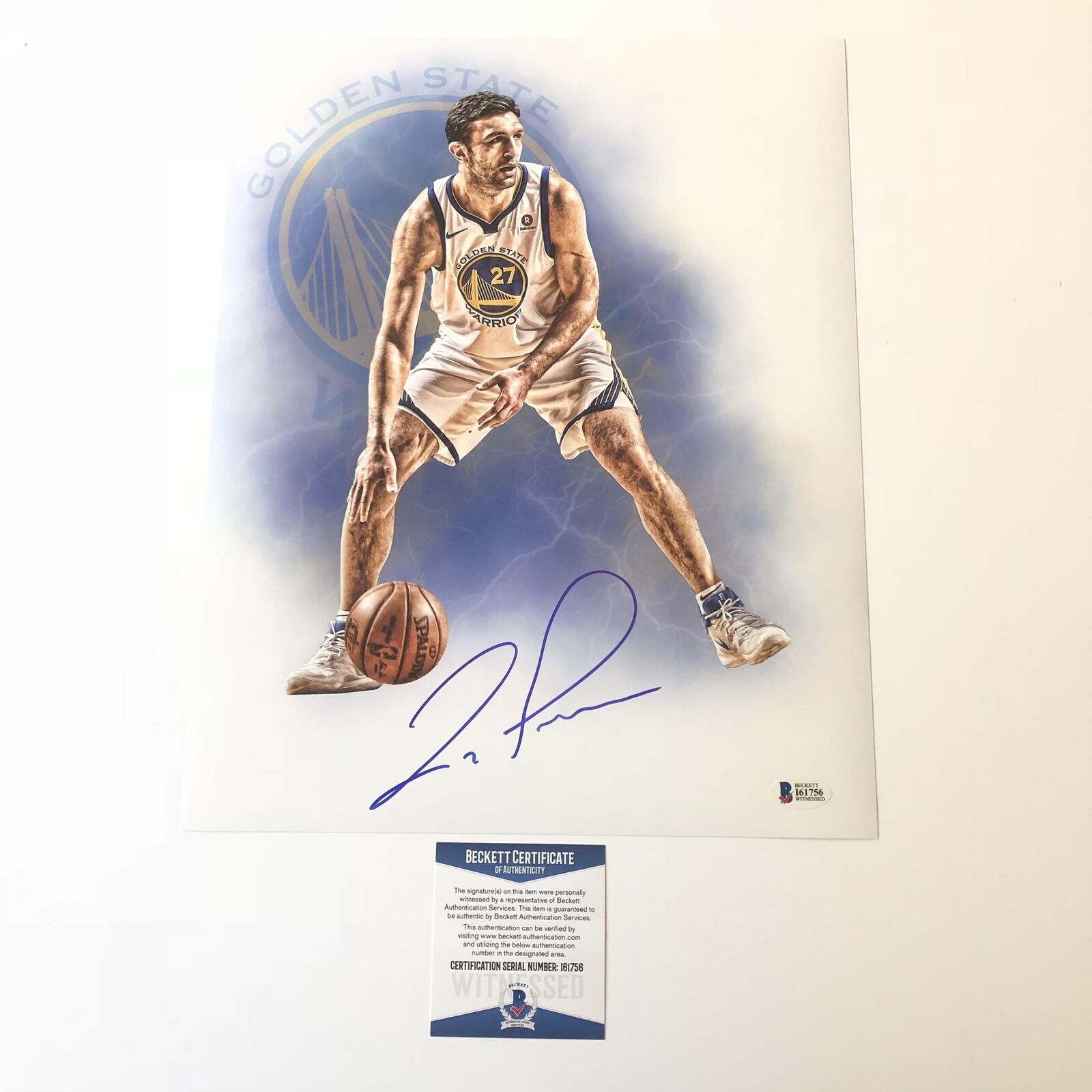 Zaza Pachulia signed 11x14 Photo Poster painting BAS Beckett Golden State Warriors Autographed