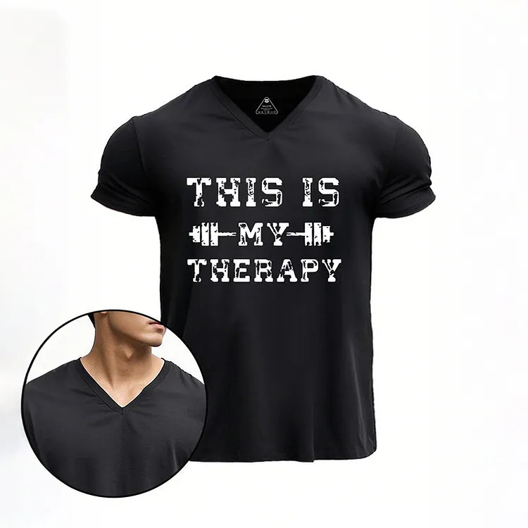 This Is My Therapy V-neck Gym Shirt