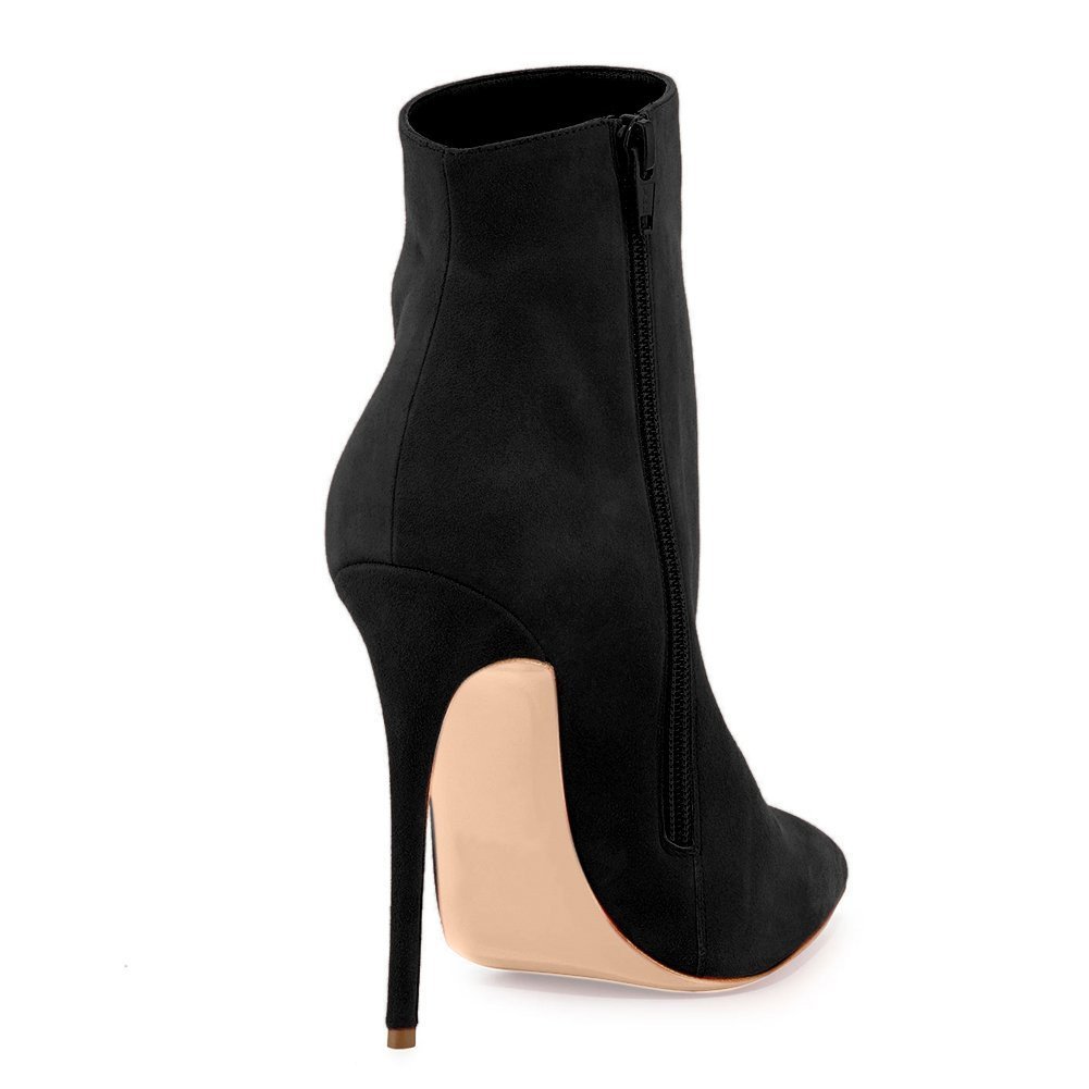 4.72" Women's Ankle Boots Closed Pointed Toe Stilettos Solid Color Suede Booties-vocosishoes