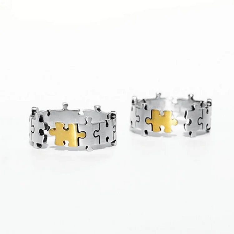 Couple Ring Set Matching Rings Puzzle Adjustable Ring Gift for Couple