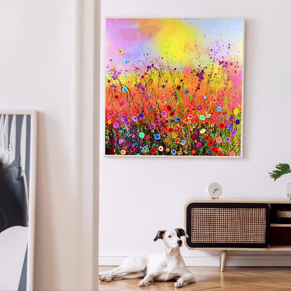 Diamond Painting - Full Round Drill - Color Flower Field(30*30cm)