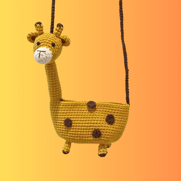 Lulusnow Handmade Yellow 3D Giraffe Crochet Crossbody Bag Gift For Christmas