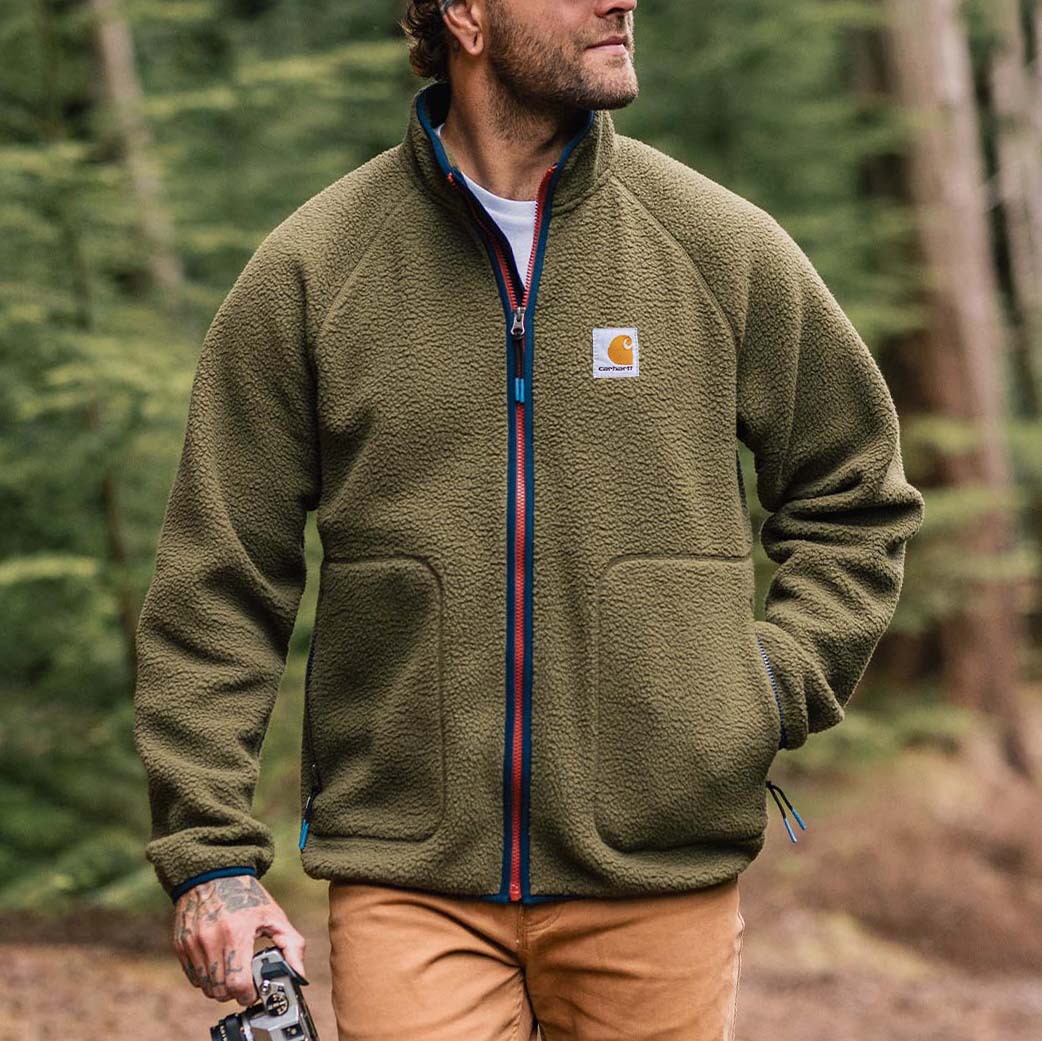 Men's Vintage Fleece Outdoor Full Zip Stand Collar Jacket