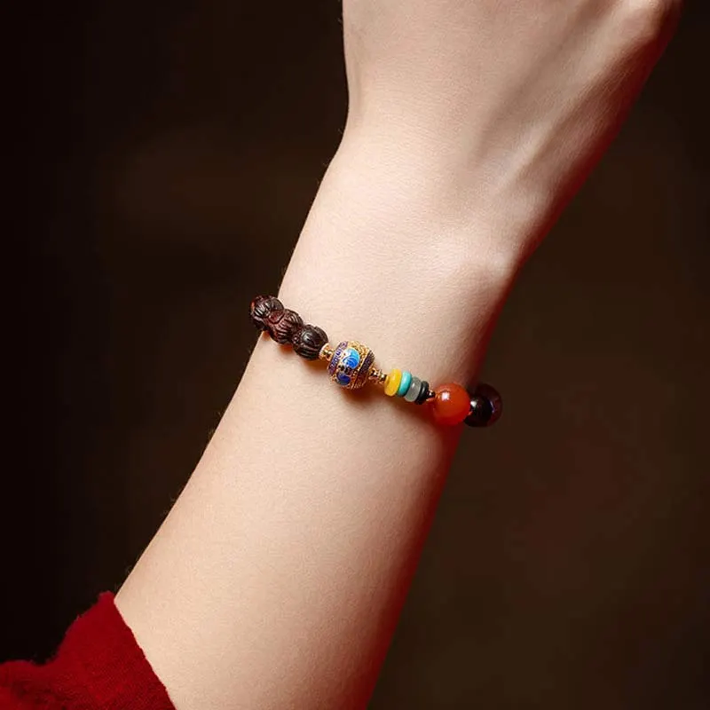 Cinnabar Small Leaf Red Sandalwood Jade Blessing Bracelet