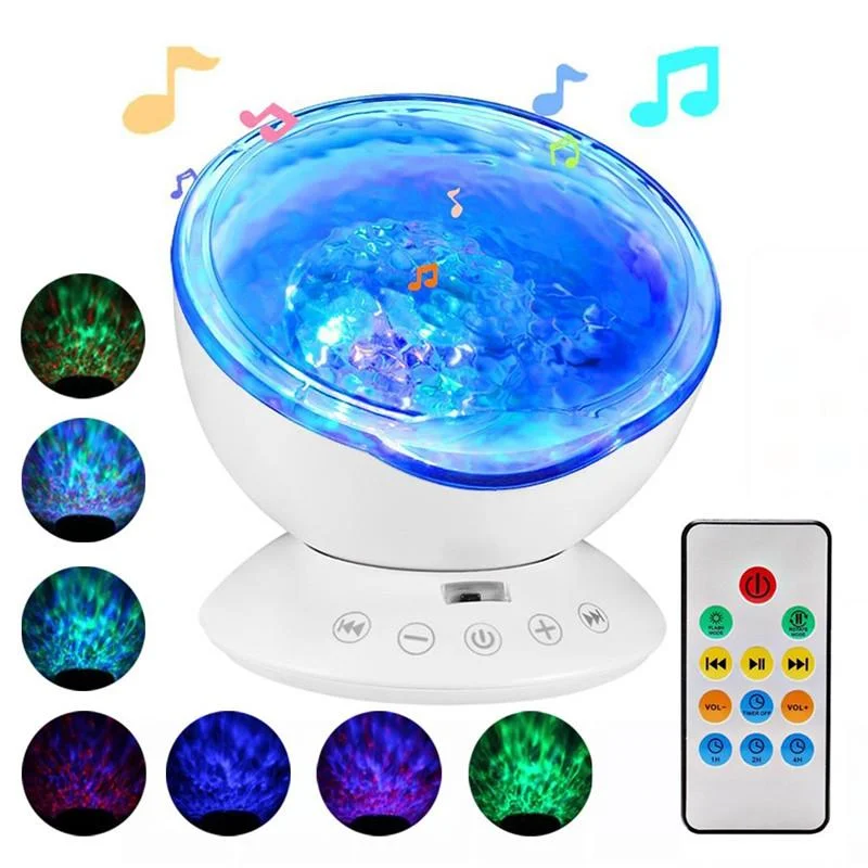 Delicacy Ocean Wave Projector 12 LED Remote Control Undersea Projector Lamp,7 Color Changing Music Player Night Light Projector for Kids Adults Bedroom Living Room Decoration、14413221362536236236、sdecorshop