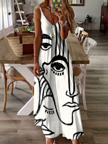 LILYADRESS V Neck Abstract Vacation Maxi Dresses