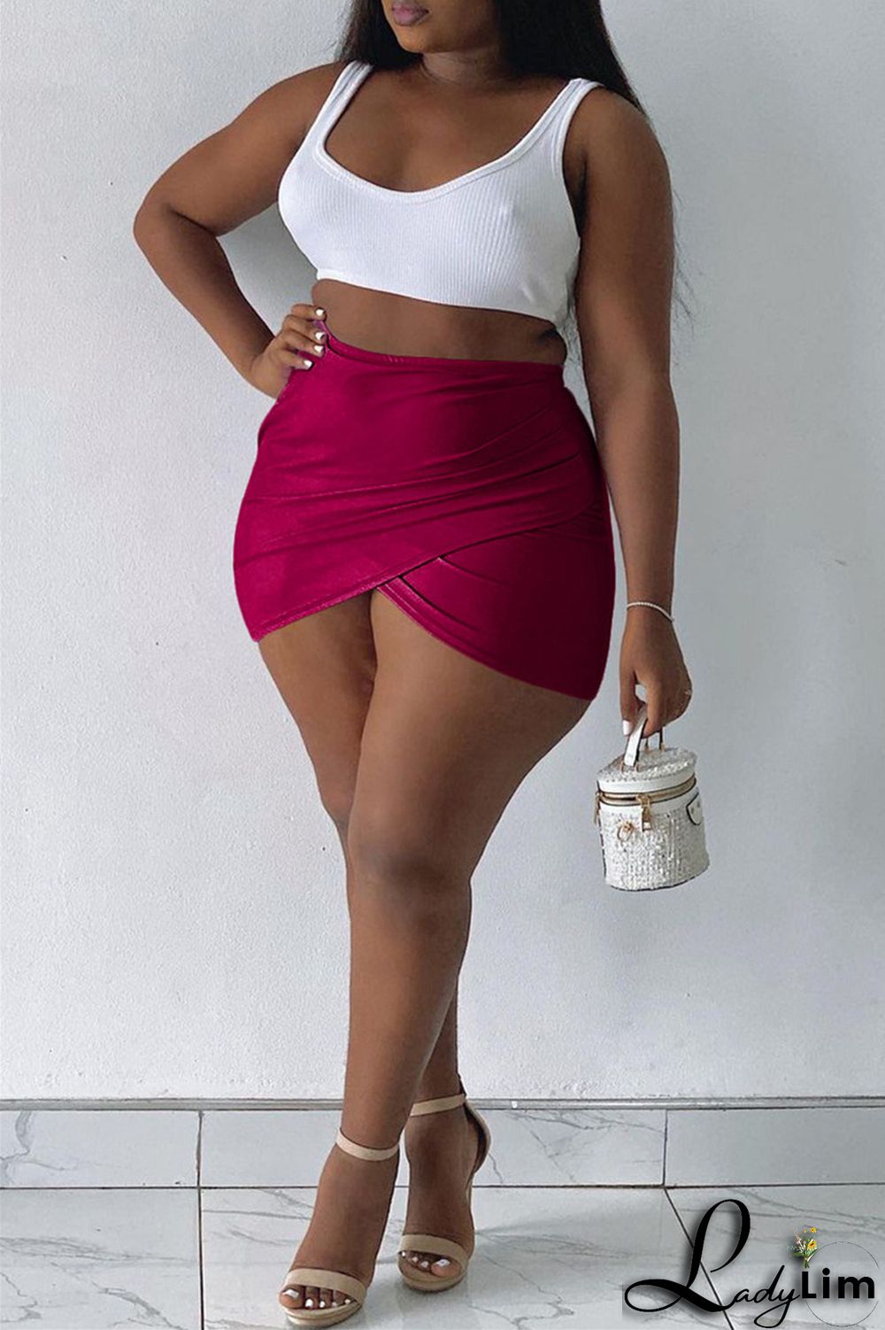 Blue Fashion Casual Solid Patchwork Regular High Waist Skirt