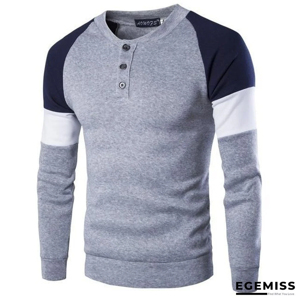 Men Long Sleeve Cotton Casual Solid Color Slim Fit Sweater Top | EGEMISS