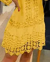 Guipure Lace Patch Shirt Dress With Cami Dress