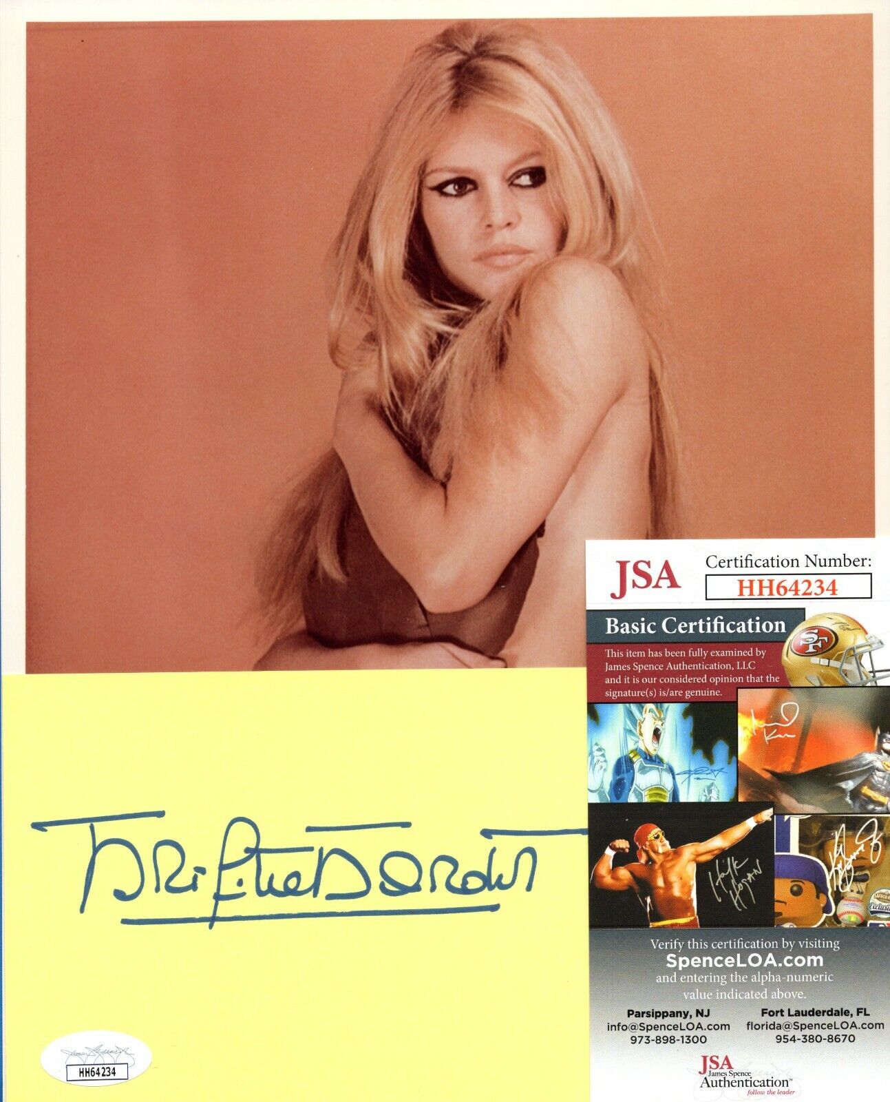 Brigitte Bardot Actress Model Signed Autograph 4x7 Card with Photo Poster painting and JSA COA