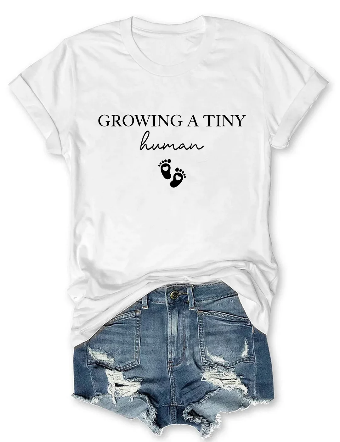 Growing a Tiny Human Pregnancy Announcement T-shirt
