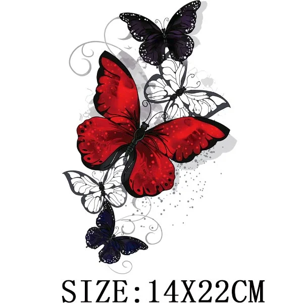 Colorful Butterfly Iron On Transfer For Clothing A-level Washable Thermal Sticker Beautiful Flower Patches On Clothes Decoration