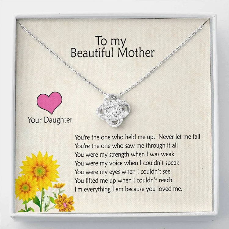 To My Beautiful Mother Love Knot Necklace