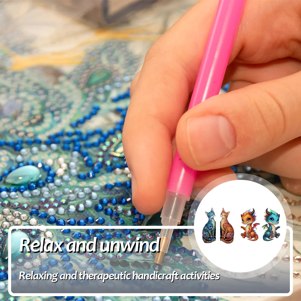 2pcs 2D Flat DIY Diamond Art Pendant DIY Home Decor Hanging Charm Decor (Kitten)