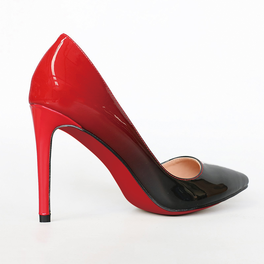 100mm Gradient Color Heels Party Daily Pumps Red Black-vocosishoes