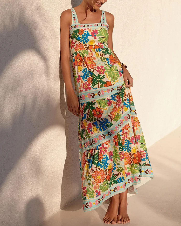 Ladies Elegant Fashion Printed Sleeveless Dress