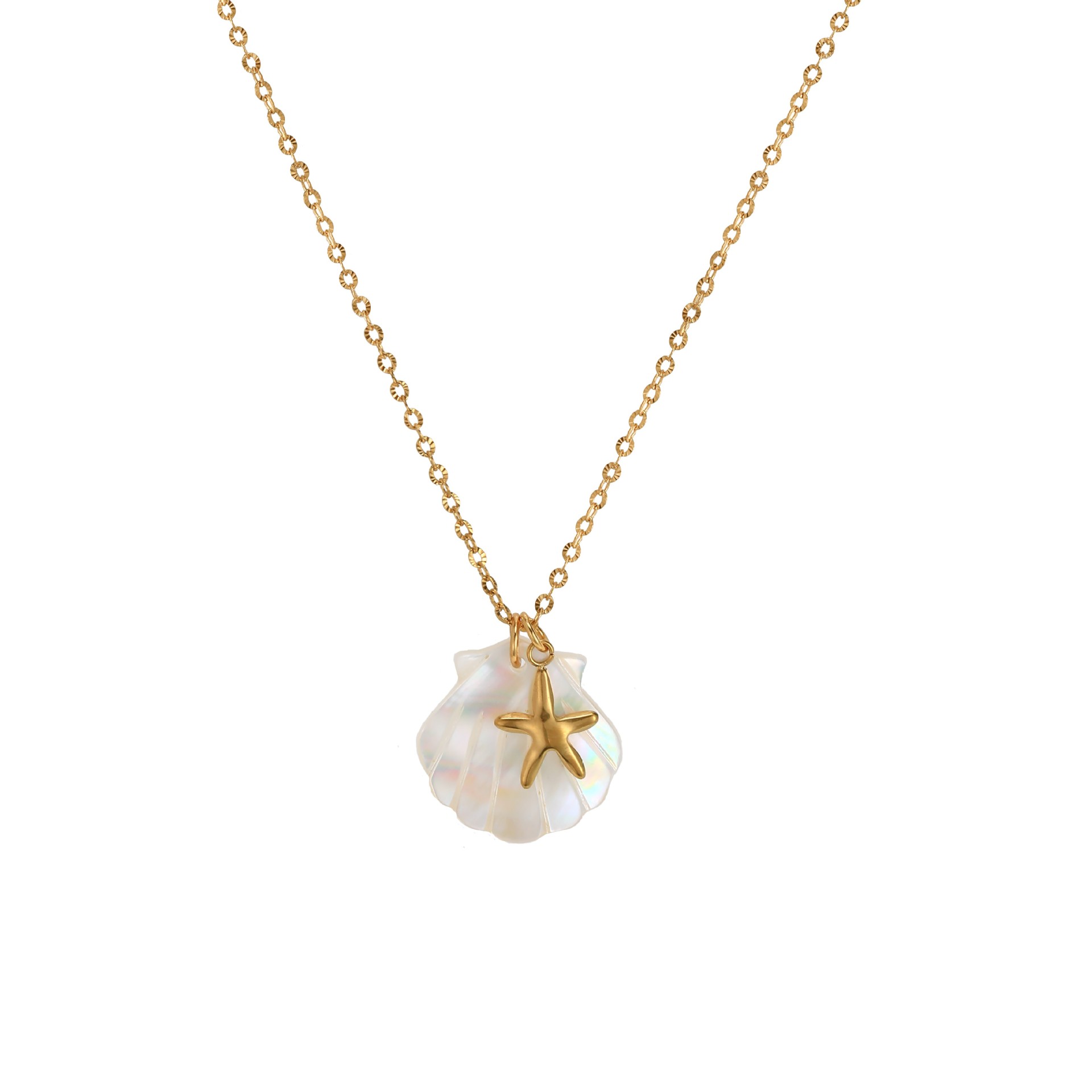Women's Starfish Conch Shell Pendant Necklace