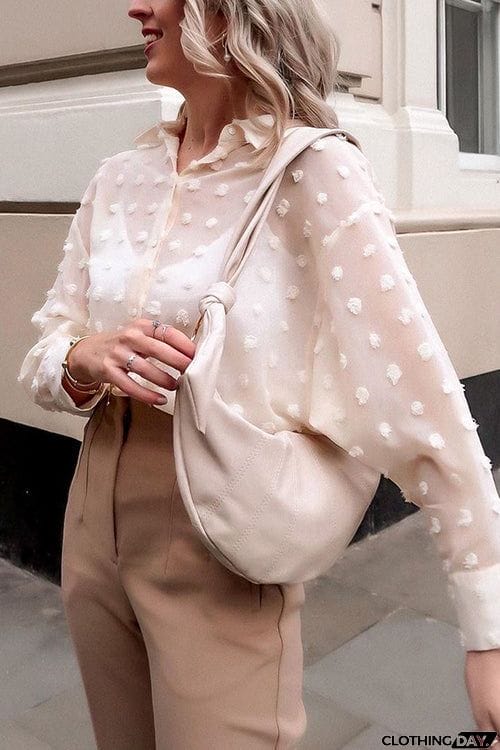 Pom Pom Turn-down Collar Shirt