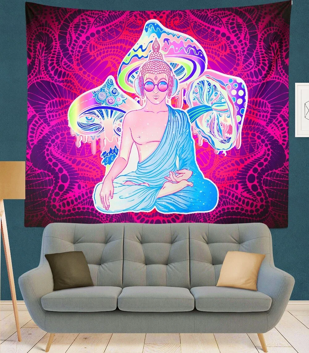 India Mandala Tapestry purple mushroom Wall Hanging Boho Decor Wall Cloth Tapestries Psychedelic Hippie Mandala Wall Carpet
