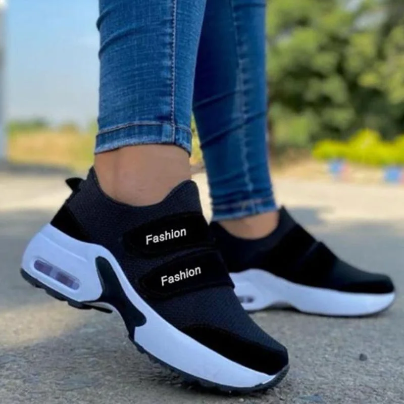 2022 Women Fashion Vulcanized Sneakers Platform Solid Color Flats Ladies Shoes Casual Breathable Wedges Ladies Walking Sneakers