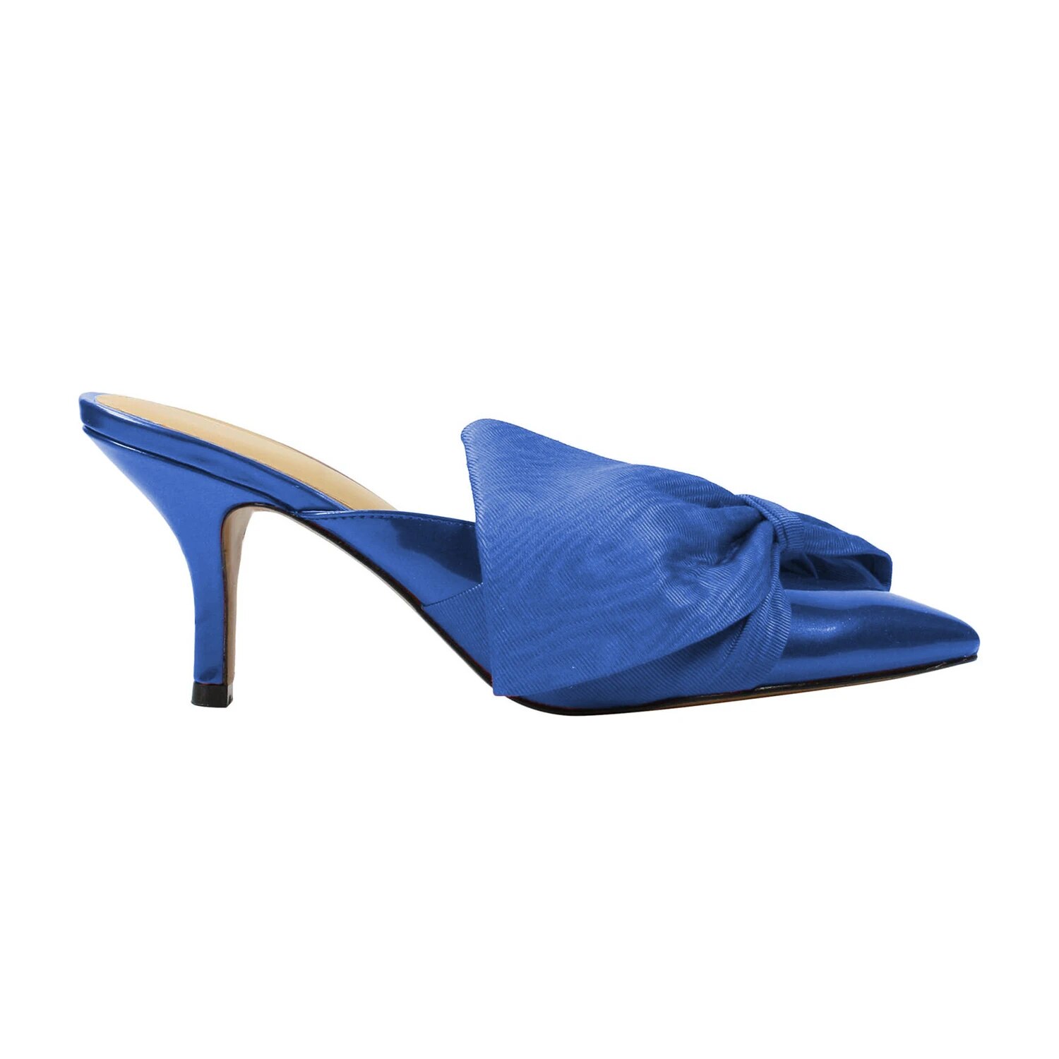TAAFO Red Butterfly Knot Pointed Toe Women Mules High Thin Heels Slippers Dress Office Ladies Outside 