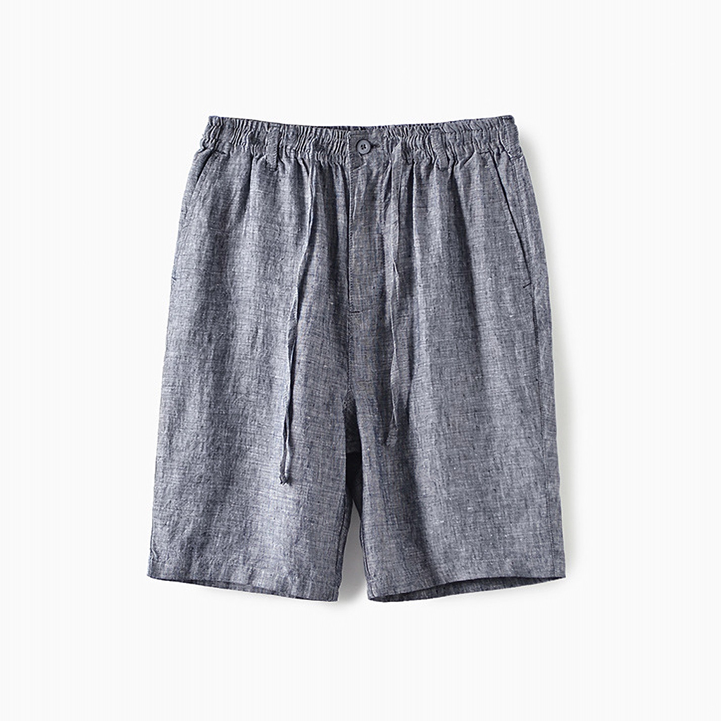 100% European Linen Men's Casual Shorts Beach Pants REAL SILK LIFE
