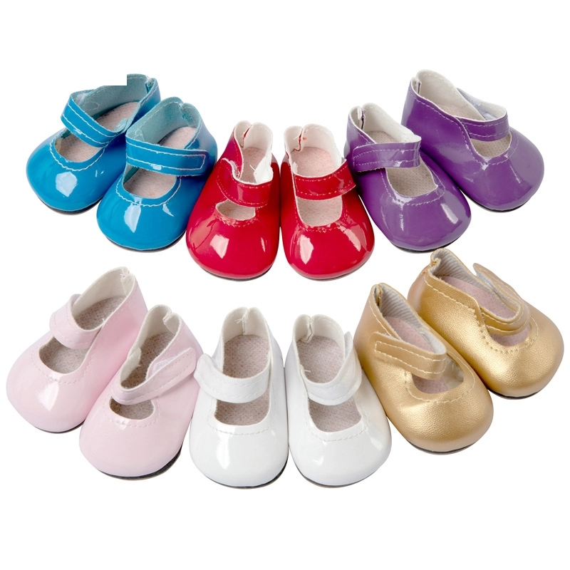 43cm Baby Shoes 18 Inch American Girl Shaf Doll Pink Leather Shoes