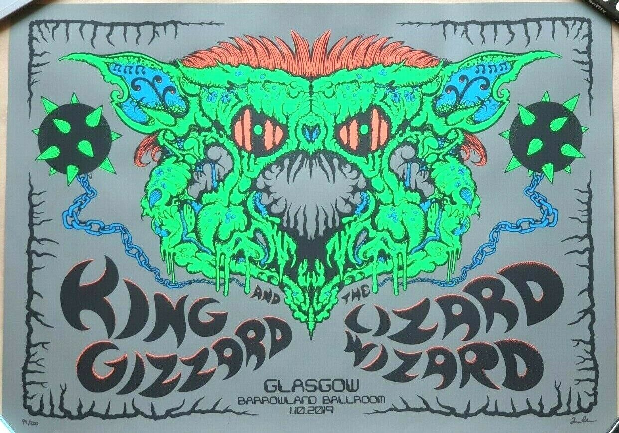 KING GIZZARD & THE LIZARD WIZARD Glasgow UK 2019 Tour Gig Poster JASON GALEA