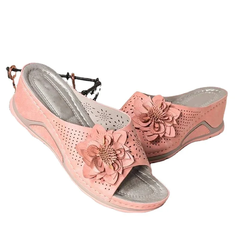 Yyvonne Large-Size Leisure Flower Sandals Car Line Toe Slope And Slippers French Tidal Women's Shoes