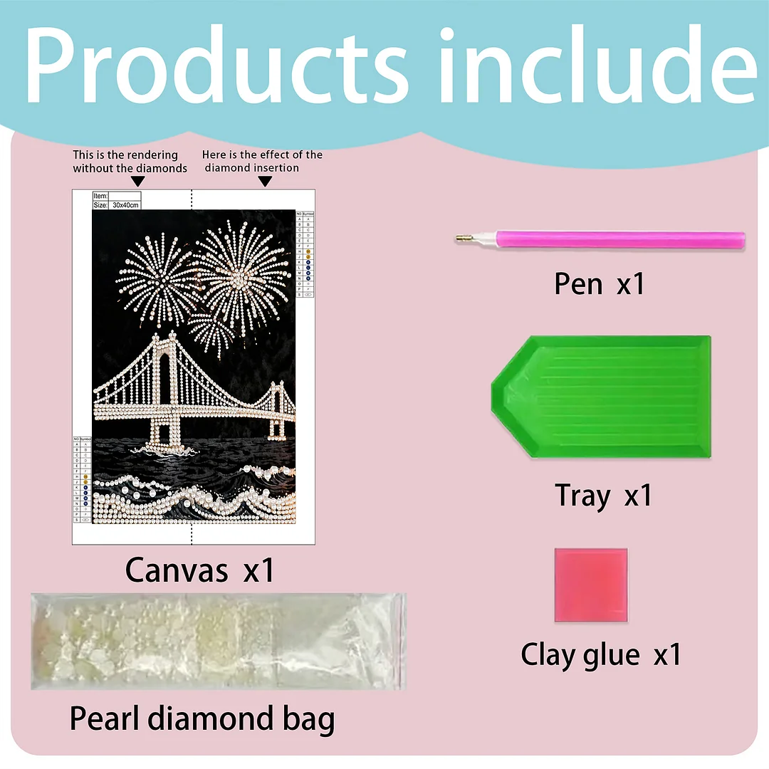 Bridge DIY Pearl Painting Art Kits Pearl Gem Paintings Picture Arts Craft 30x40cm for Adults Beginners Home Wall Decor No Frame