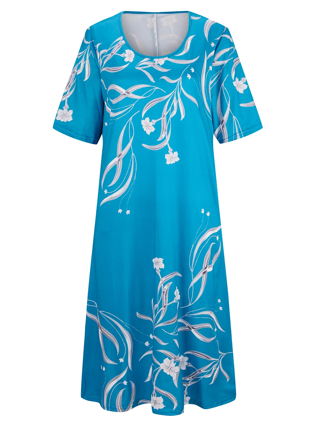 Style & Comfort for Mature Women Women Short Sleeve Scoop Neck Floral Printed Midi Dress