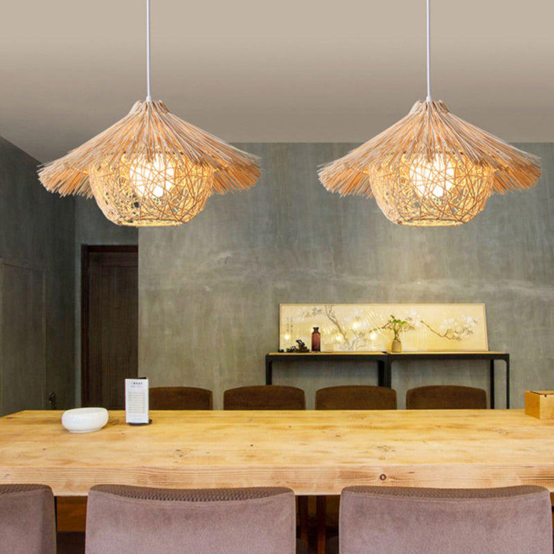 Wicker Rattan Nest Pendant Light