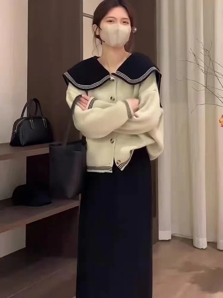 Toloer Toloer Collar Autumn 2024 New Loose Casual Age Reduction Doll Collar Cardigan Korean Version Show Thin Sweater Women-Outfit Ideas